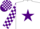 Silk - White, purple star, checked sleeves and cap