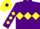 Silk - purple body, yellow triple diamonds, purple arms, yellow diamonds, yellow cap, purple diamond