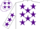 Silk - White body, purple stars, white arms, purple stars, white cap, purple stars