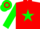 Silk - Red, green star, green sleeves, hooped cap