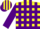 Silk - Yellow, purple blocks, purple stripes on sleeves
