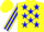 Silk - Yellow body, blue stars, yellow arms, blue striped, yellow cap