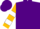 Silk - Purple, purple 'mmr' on gold heart, gold and white bars on sleeves, purple cap