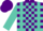 Silk - Purple, turquoise braces and 'bjm', turquoise blocks on sleeves, purple cap