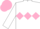 Silk - White body, pink diamond hoop, white sleeves, pink cap