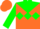 Silk - Orange, green yoke, green diamond hoop on sleeves