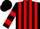 Silk - Black, red vertical stripes, red bars on sleeves, black cap