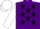 Silk - Purple, black stars, white sleeves, white cap