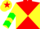 Silk - red body, yellow diabolo, yellow arms, green chevrons, yellow cap, red star