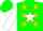 Silk - Green, 'g&m' on white star, gold stars on white sleeves, green cuffs