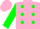 Silk - Pink, green dots, pink bars on green sleeves, pink cap