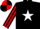 Silk - Black, white star, black and red striped sleeves, quartered cap