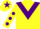 Silk - Yellow, purple chevron, purple spots on sleeves, purple star on cap