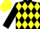 Silk - Black body, yellow three diamonds, black arms, yellow cap