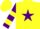 Silk - Yellow, purple star, purple and yellow hooped sleeves