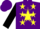 Silk - Purple, yellow star, multi-colored stars on black sleeves, purple cap