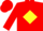 Silk - Red, red 't' in yellow diamond, yellow band on sleeves