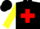 Silk - Black, red cross, yellow 'dl', red and yellow cuffs on sleeves, black cap