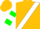 Silk - Gold, green and white sash, green and white 'r/c', green bars on slvs