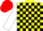 Silk - Yellow, black horseshoe, black blocks on white sleeves, red cap