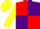 Silk - Red and purple (quartered), yellow sleeves, yellow cap