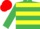 Silk - EMERALD GREEN  and YELLOW HOOPS, red cap