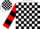 Silk - White, black blocks, red and black hoops on sleeves
