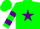 Silk - Forest green, dark purple star, two purple hoops on slvs