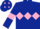 Silk - dark blue, pink triple diamond, pink armlets and diamonds on cap