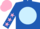 Silk - Royal blue, light blue ball, pink 'mjd', pink stars on sleeves, pink cap