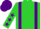 Silk - Lime green, purple braces, purple stars on sleeves, purple cap
