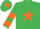 Silk - Emerald Green, Orange star, chevrons on sleeves, Emerald Green cap, Orange star