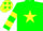 Silk - Green, yellow star, green, yellow hoop sleeves, green, yellow stars cap