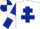 Silk - White, Dark Blue Cross of Lorraine, Dark Blue sleeves, White armlets, quartered cap