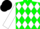 Silk - Green, white diamonds, white sleeves, black cap