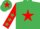 Silk - emerald green, red star, red sleeves, emerald green stars, emerald green cap, red star