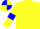 Silk - yellow, blue spot, yellow sleeves, blue armlets, yellow cap, blue quarters