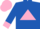 Silk - royal blue, pink triangle, pink cuffs and cap