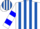 Silk - White, royal blue stripes, blue hoops on sleeves