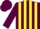 Silk - Maroon and yellow stripes, maroon sleeves and cap
