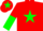 Silk - Red body, green star, red arms, green halved, red cap, green star