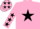 Silk - pink, black star, pink arms, black stars, pink cap, black stars