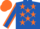 Silk - royal Blue body, orange stars, royal blue arms, orange seams, orange cap