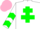 Silk - White, green cross of lorraine, white, green chevrons sleeves, pink cap