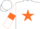 Silk - White,orange star, orange armlets on sleeves
