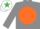 Silk - Grey, Orange Disc, White Cap, Emerald Green Star