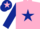 Silk - PINK, dark blue star, dark blue sleeves, dark blue cap, pink star