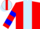 Silk - Red, light blue panel, blue hoops on sleeves