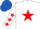 Silk - White, red star, red stars on sleeves, royal blue cap