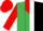 Silk - Emerald green and black halves, white stripe,red yoke, red sleeves, red cap